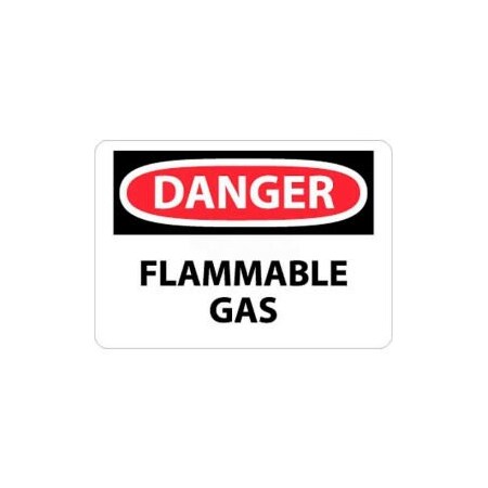 National Marker Co NMC OSHA Sign, Danger Flammable Gas, 10in X 14in, White/Red/Black D276RB